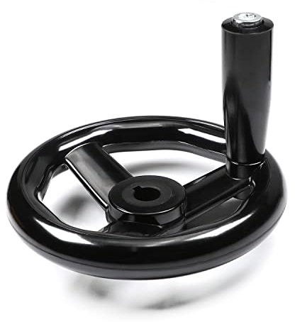 Othmro Volantino per tornio a 3 razze, diametro esterno 12,4 cm, nero, diametro del foro della ruota, 1,2 cm, in plastica, con manico girevole per fresatrice, torni industriali, smerigliatrici, 12 x