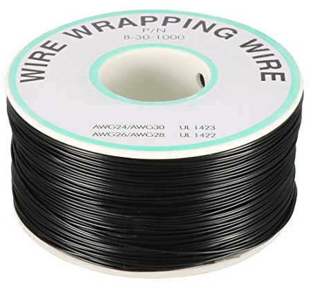 AWG30 656.2FT Breadboard Wrapping Wire PCB Weld PVC Endated Tin Plated Copper Cable, 1 Roll Black