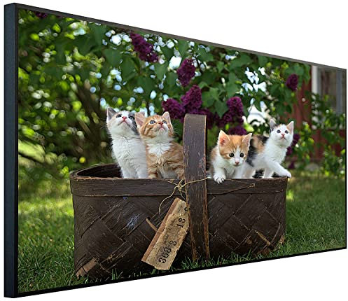 Ecowelle Infrarotheizung mit Bild | 750 Watt | 60x120 cm | Infrarot Heizung| | Made in Germany| b 95 Kätzchen in einem Korb