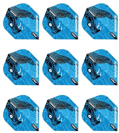 RED DRAGON Snakebite Ionic Snake Head Blue Dart Flights - 3 Sets Per Pack (9 Dart Flights in total)