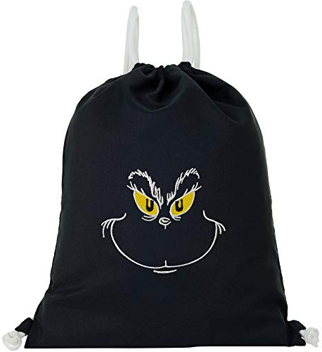 EXPRESS-STICKEREI Turnbeutel Funny EN | Beutel schwarz wasserdicht Sportbeutel Gymbag Beuteltasche | Rucksack Beuteltasche | lustiges Sporttasche (Grinch - Turnbeutel)