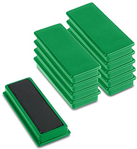 10x Pinnwandmagnete/Büromagnete (magnets4you) | Grün | 55 x 22,5 x 8,5 mm | hält 1,5 kg | Ferrit | für Whiteboard, Kühlschrank, Büro, Schule, Tafel
