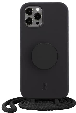 PopSockets x Just Elegance - Handyhülle für iPhone 12/12 Pro mit einer Abnehmbarereiner Geflochtenen Kette und einem PopGrip mit Austauschbarem PopTop - Black