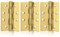 XFORT 4 Inch (100mm) Polished Brass Ball Bearing Hinges, Steel Door Hinge for Wooden Doors (1.5 Pairs)