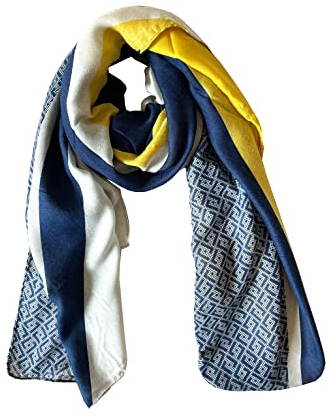 JERLA Damen Schals Lady Light Soft Fashion Solid Scarf Wrap Shawl plaid scarf, Gelb und Blau, Large