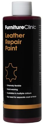 Furniture Clinic Peinture et teinture pour réparation du cuir | Colorant auto-scellant pour des réparations rapides et faciles | Convient aux canapés, sièges de voiture - Bordeaux 50ml