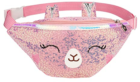 HIFOT Glitzer Einhorn Gürteltasche für Mädchen, Bauchtasche mit verstellbarem Gürtel, Unicorn Umhängetasche Tasche für Kinder Sport Laufen