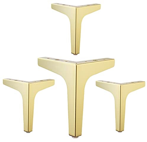 Eidoct 4 / 10cm Furniture Legs,Modern Style Furniture Sofa Legs Metal Gold Triangle Feet for Table Cabinet Cupboard Sofa, Gold