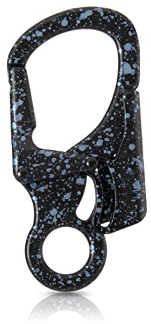 Ahiller Karabiner Schlüsselring Clip, 3 Zoll Zinklegierung Doppelte Verriegelung Schlüsselbund für Outdoor, Schlüsselanhänger Stil Karabinerhaken [Schwarzblau-1P]