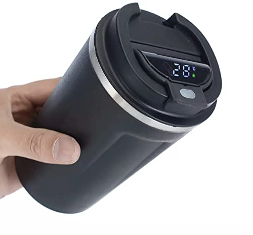 Thermobecher Kaffebecher mit Temperaturanzeige/510Ml/Auslaufsicher/304 Edelstahl Doppelwandig/To Go/Thermotasse