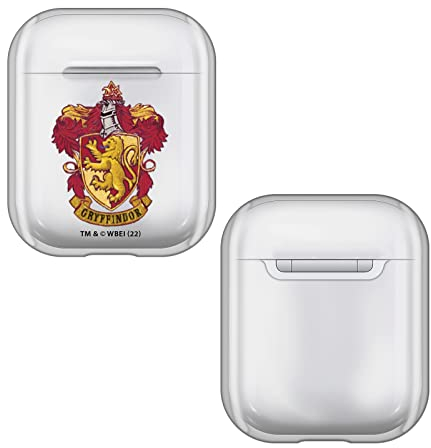 Head Case Designs Licenza Ufficiale Harry Potter Gryffindor Stemmi E Scudi Trasparente Dura Cristallina Compatibile con Apple AirPods 1 1st Gen / 2 2nd Gen Charging Case