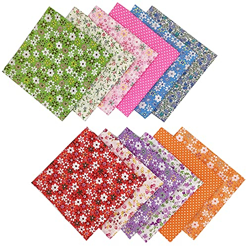 Fat Quarters Fabric Bundles,12 Pcs (19.69in x 19.69in / 50cm x 50cm) Sewing Patterns Quarter Precut Fabrics for Quilting Squares Scraps TOP Cotton Material Patchwork DIY Crafting Floral B