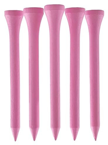 TH Golf Bambus-Golf-Tees, 70 mm, 50 und 100 Stück, mehrere Farboptionen, umweltfreundlich, nachhaltig, langlebig, Bambus-Golf-Tees (100, Hell-Pink)