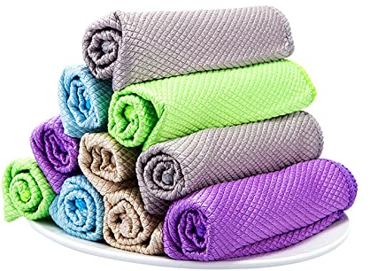 10 Stück Fischschuppen-Lappen, Mikrofasertücher Reinigungstücher, Reinigungstücher für Zuhause und Küche