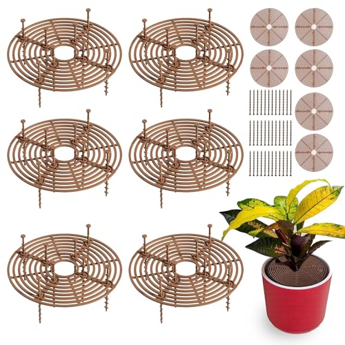 JMIATRY 6er-Set 30cm Blumentopfgitter, Blumentopf Abdeckung, Pflanzenschutzgitter Katze Blumentopfschutz Blumentopf Schutz vor Tieren und Kindern (Braun)