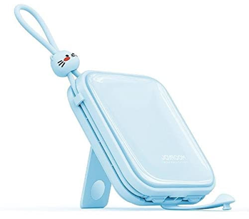 Powerbank mit USB-C- und iPhone Kabel und Ständer Cutie Series 10000mAh 22,5W (JR-L008) Blau