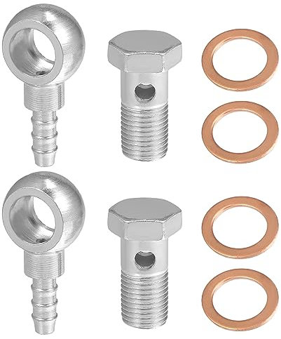 X AUTOHAUX 14mm ID 8mm OD M14x1.5 Banjo Fitting Adapter Silver Tone - 8 Pcs