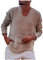 Azruma Herren T-Shirt Yoga Shirt Poloshirt Herren 3XL Sommer Plissee Einfarbige Quaste V-Ausschnitt Langarm Shirt Unterhemden (Beige, XXL)