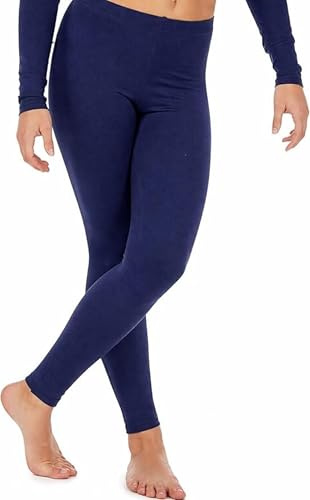 KIKFIT Leggings da Ginnastica Lucidi da Donna, Senza Piede, per Balletto al Neon, Elasticizzati, Casual, in Lycra, Collant (Blu Navy, M/L)