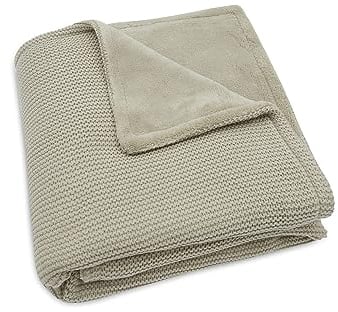 Jollein 517-511-67054 Babydecke Strickdecke mit Teddyfell Basic Knit Olive (75x100 cm)