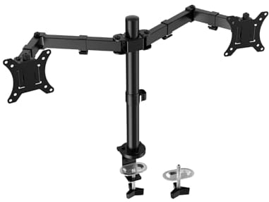 FORGING MOUNT Ergonomic Dual Monitor Stand for 13-32 inch LCD LED PC Screens for Desks Monitor Stand Arm, Height Adjustable Arm Bracket Tilt 90° Swivel 180° Rotate 360°, VESA 75/100