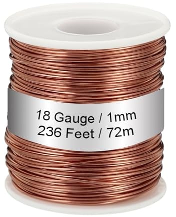 PATIKIL Alambre de Cobre, 1mm x 72m Suave Cobre Alambre Maleable 1,1 Libra Carrete Puro Cobre Alambre para Joyería Fabricación, Bisutería, Abalorios, Jardín y Manualidades Decoración