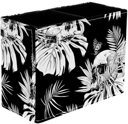 VAPOKF Porte-stylo gothique en forme de tête de mort et de papillon pour bureau, 2 compartiments, pot à crayons, pinceaux de maquillage, organisateur de fournitures de bureau pour la maison et le