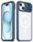 Rdyi6ba8 Cover per iPhone 15, Trasparente Compatibile con Magnetica Case con [Scorrevole Protezione Fotocamera] TPU+PC Antiurto Custodia per iPhone 15 - Blu