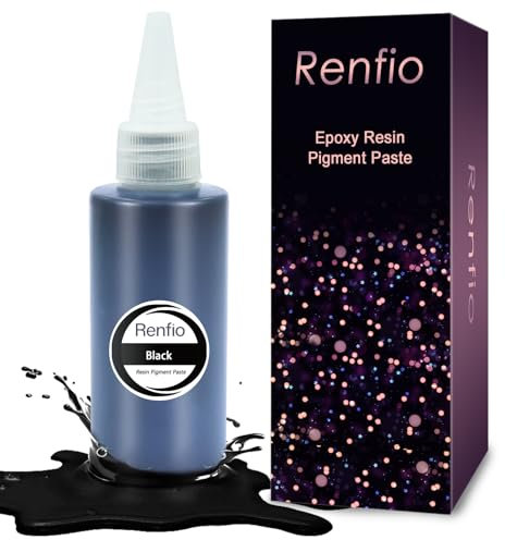 Renfio Schwarze Pigmentpaste, 120 g, Epoxid-Farbstoff, hochkonzentriertes Epoxidharz, Farbpigment, leicht zu mischen, Kunstharz-Pigmentpaste für UV-Harzfarbe, Kerzenfarbe, Handwerk, Holzarbeiten,