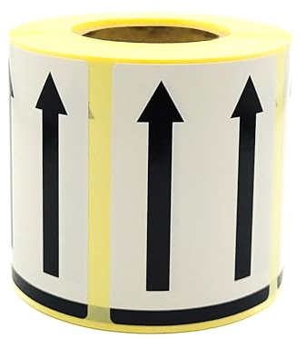 MD Labels Warnetiketten auf Rolle -50x70mm 500St. Doppelpfeile - Seite nach oben- This way up- Pfeile Symbol- nutzbar für Versand