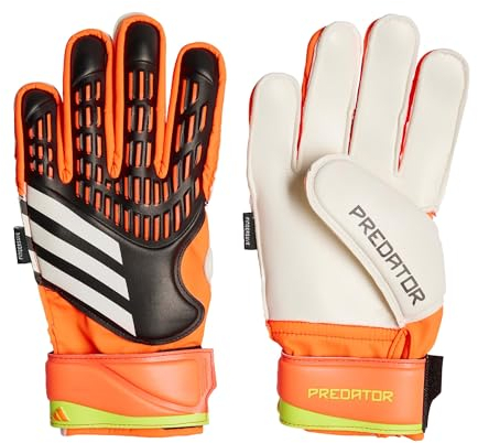 adidas Unisex Match Kids Fingersave Torwarthandschuhe Black/Solar Red/Solar Yellow 3 1/2