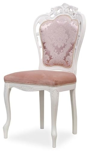 Casa Padrino Luxus Barock Esszimmer Stuhl mit elegantem Muster Rosa/Weiß - Barockstil Küchen Stuhl - Prunkvolle Luxus Esszimmer Möbel im Barockstil - Barock Möbel