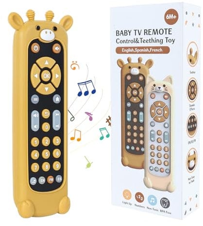 Orzbow Baby TV Fernbedienung Spielzeug, Musik Lernspielzeug für Baby mit Verschiedenen Klangeffekten, Babyspielzeug 6-9 Monate, Kinderspielzeug mit Silikonhülle Abdeckung