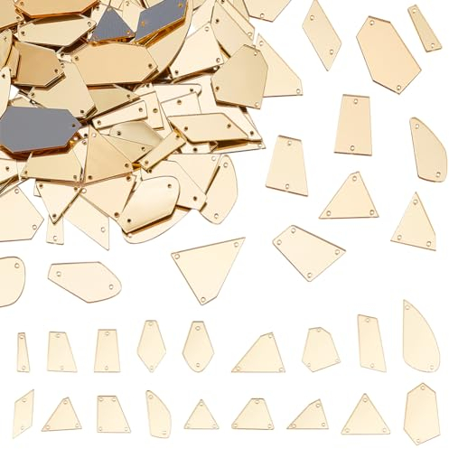 PH PandaHall 180 Stück Aufnäh Spiegel Strasssteine 18 Stile Aufnäh Acryl Spiegel Spiegelperlenstücke Für Kostüm Abendkleider Dekor Silber/Gold