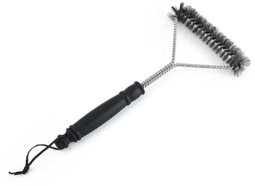 König Design BBQ dreiseitige Edelstahl Grillbürste, Reinigungsbürste 28 x 16 cm, mit schwarzem Kunststoffgriff (28 x 16 cm, 1, Grillbürste)