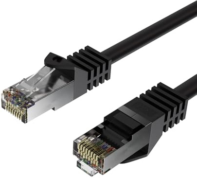 Flexline RJ45 Patchkabel Netzwerkkabel Cat 7 S/FTP 10 Gbit/s PUR PoE schleppkettentauglich - 25,00m Schwarz