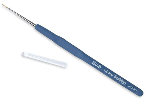 Frida's Wollhaus Tulip Etimo Steel Crochet Hook with Padded Handle Fillet Crochet in 8 Sizes (Blue, 1.0)