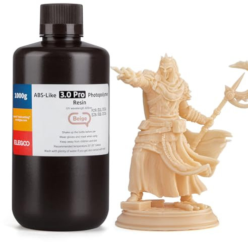 ELEGOO ABS-Like Resin 3.0 Pro, Harz für 3D-Drucker mit Höherer Kratzfestigkeit, 405nm UV Harz für MSLA/DLP/LCD-Drucker, Schnelle Aushärtung, Hohe Präzision, Nicht Spröde, Beige 1000g