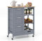 PETSITE Carrito de isla de cocina con almacenamiento y ruedas, mesa pequeña con cajones y estantes para el hogar (gris)