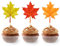 24 Stück Ahornblätter Cupcake Toppers, Herbst Kuchendeko, Erntedankfest Tortendeko für Erntedankfest, Thanksgiving Party Dekoration, Herbst Deko (3 Ahornblatt)