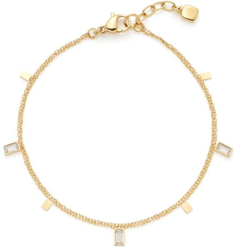 JEWELS BY LEONARDO Armband Ciao Liora, Arm-Schmuck aus goldfarbenem Edelstahl, rechteckige Plättchen und klare Baguette Glassteine, 18-20 cm Länge, Schmuck Damen, 024457
