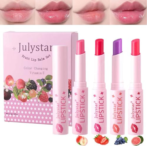 Mrettick 4 Colors Jelly Lipstick, Tinted Lip Gloss Heart Shape Lip Stain, Mirror Hydrating Jelly Love Lipstick, Long Lasting Moisturizing Tinted Lip Balm, Non-sticky