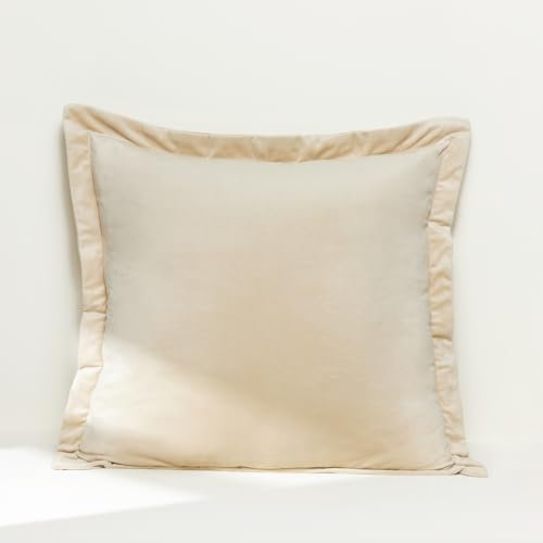 Lush Decor Euro Sham Bezüge, 2-teilig, Samt-Kissenbezüge, superweich, für Zuhause (Velvet Dreams Neutral, 64,8 x 64,8 cm)