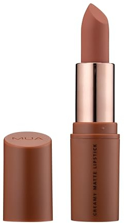 MUA Creamy Matte Lipstick, Highly Pigmented, Sincere (Pack of 1) | Mid Brown Toned Nude, Creamy Matte Texture, Versatile for All Skin Tones, Vegan & Cruelty Free