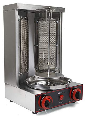 Edelstahl Gas Kebab Machine Dönergrill, Vertikalgrill, 360° Rotation Rotissiere Hähnchengrill, Dönerspieß für Gegrillt Huhn Lamm Schweinefleisch