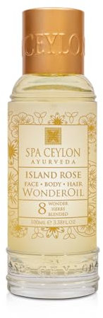 SPA CEYLON Wonder Oil Island Rose, Luxurious Moisturizing Body Oil with Ayurvedic Herbs for Skin & Hair, Non-Greasy Organic Formula, Vegan & Paraben-Free | 100ml