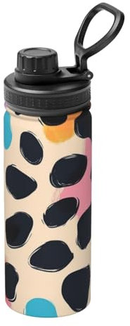 CSIVKEJ Borraccia termica con stampa leopardata, 510 ml, in acciaio inox, per sport e viaggi