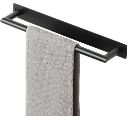 Mooche Porte Serviette sans Percage, Longueur 40 CM, Porte Serviette Salle de Bain sans Percage en Acier lnoxydable SUS304, Noir