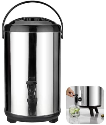 Stainless Steel Insulated Beverage Dispenser, 10L Double Walled Insulated Thermal Hot and Cold Drink Server Dispenser withSpigot Handle for Coffee Tea Milk Hot Water