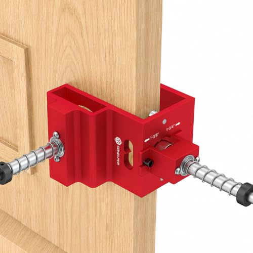 Door Lock Installation Kit for 1-3/8 and 1-3/4 Wooden Doors with Guide Template, Aluminum Alloy Door Hole Drilling Kit, Door Lock Jig Clamp Design Fits 2-3/8 and 2-3/4 Backsets, Drill Bit Included | Aluminum Alloy, Door Hole Drilling Kit, Door Lock Jig, Clamp Design, Fit 2-3/8 and 2-3/4 Backsets, Drill Bit Included
